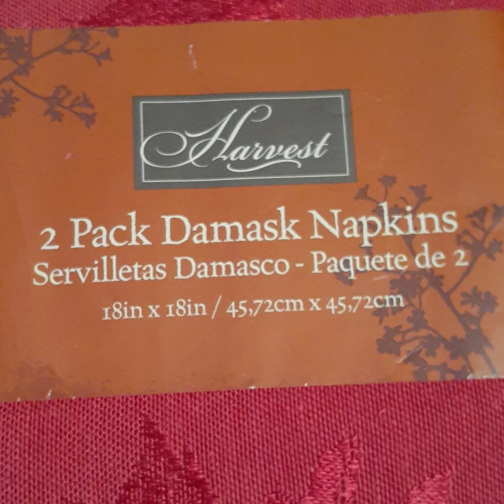 Harvest Burgundy 6PC Bundle Leaf Damask Linen Napkins 18 X 18 Square NWOT